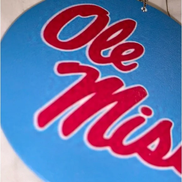 NEW CUSTOM Ole Miss University of Mississippi powder blue earrings jewelry - Picture 5 of 5